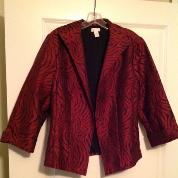 CHICO'S RUBY RED & BLACK BLAZER - Picture 1 of 3